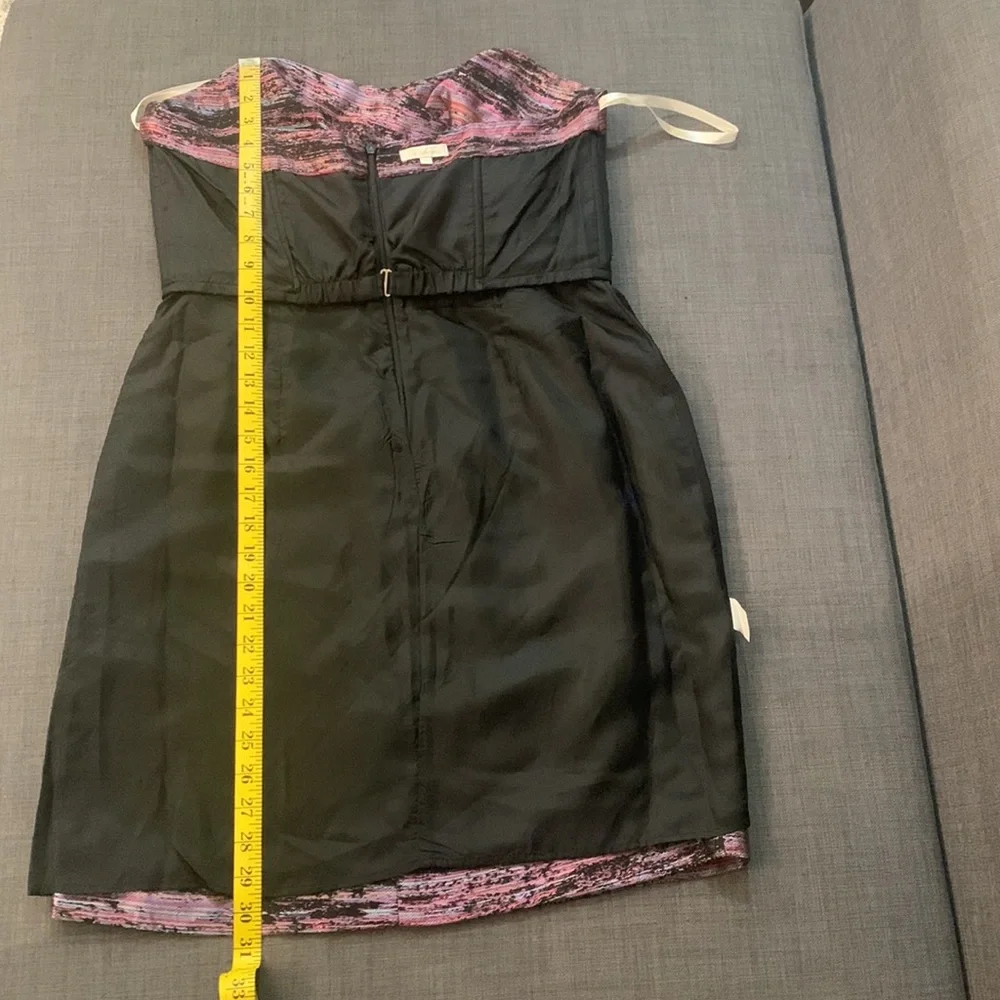 Shoshanna NEW Strapless Dress 10 Black Purple Multi Wedding Guest Cocktail